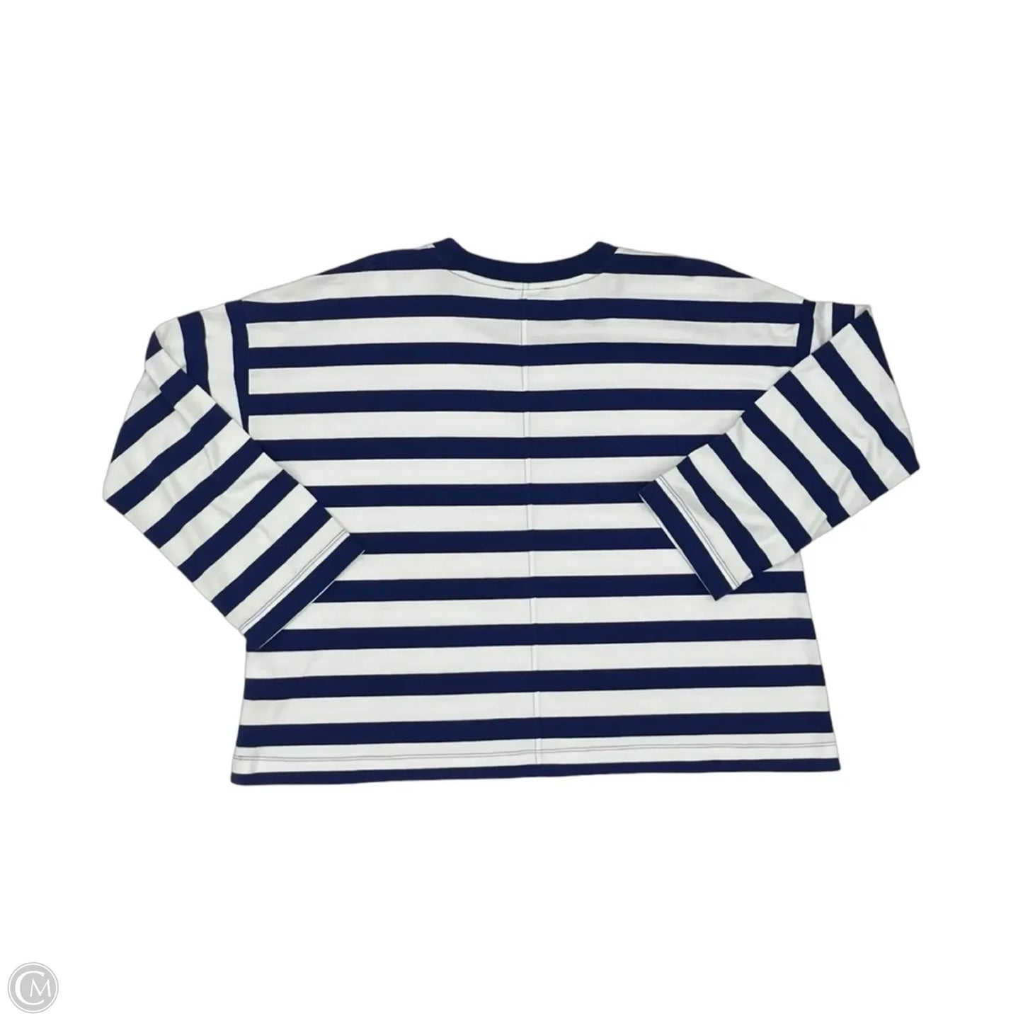 Top Long Sleeve By Madewell In Blue & White, Size: M