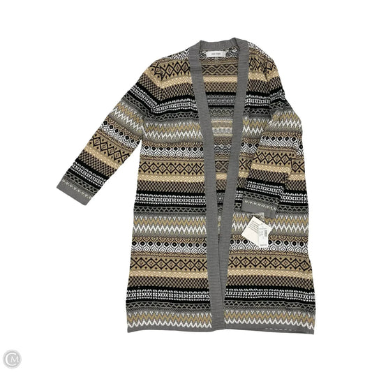Sweater Cardigan By Jones Studio In Grey & Tan, Size: L