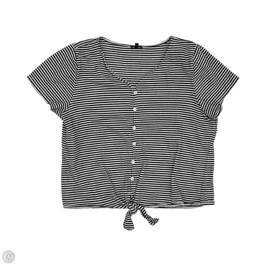 Top Short Sleeve By Talbots In Black & White, Size: L