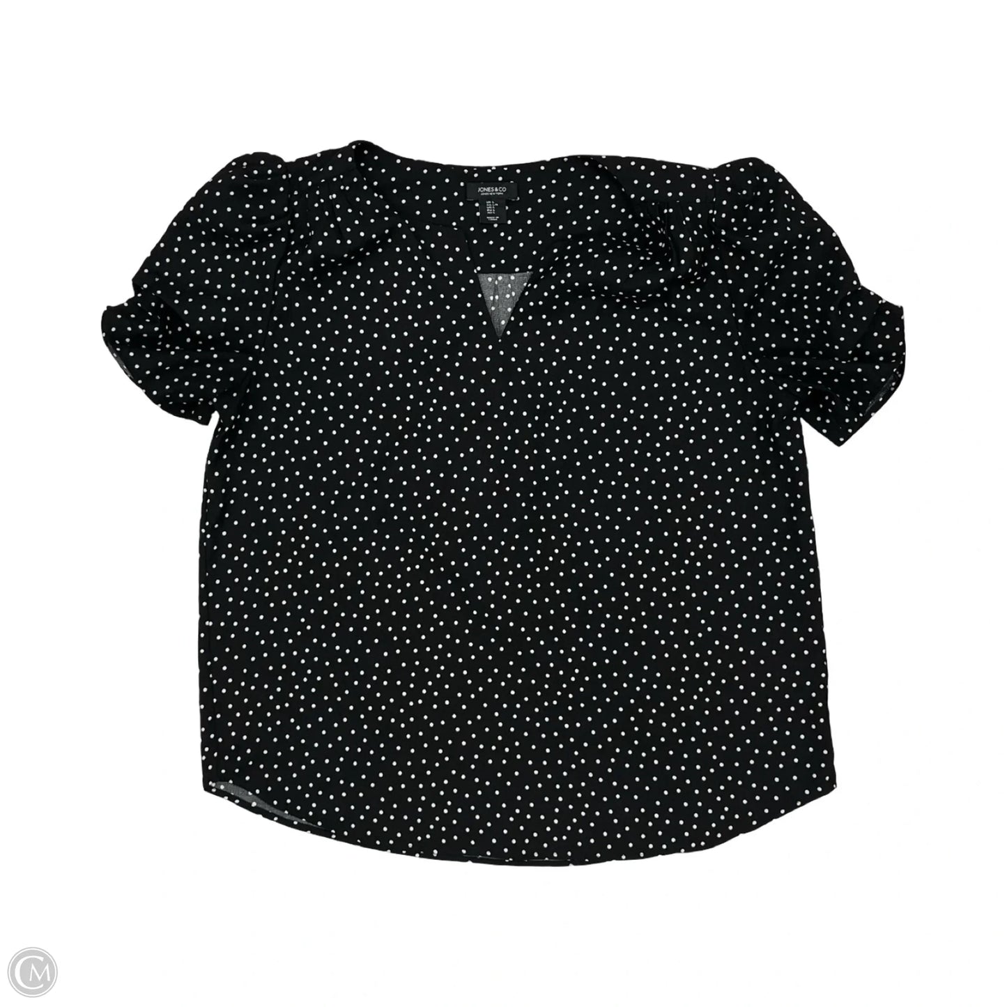 Blouse Short Sleeve By Jones And Co In Black & White, Size: L