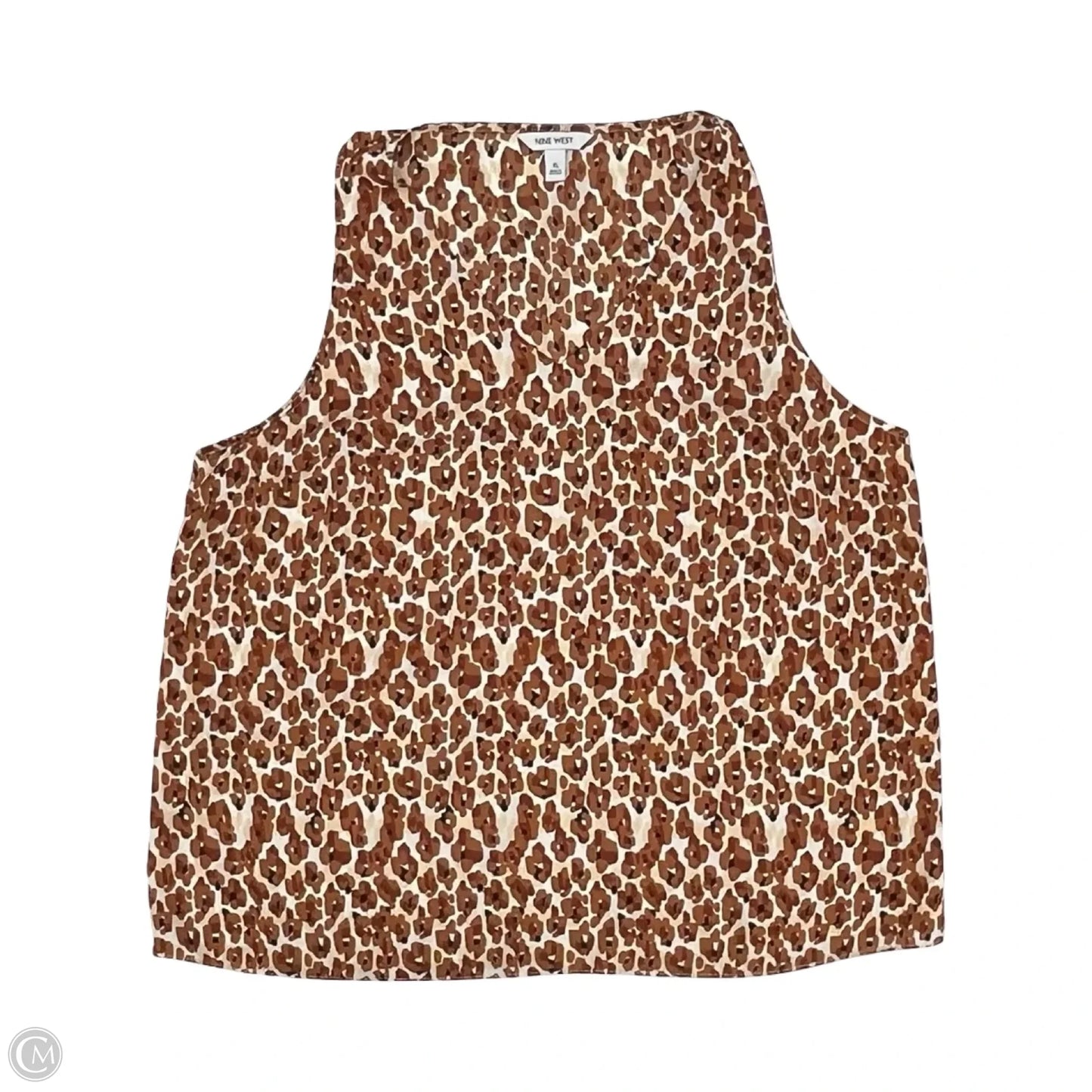 Blouse Sleeveless By Nine West In Orange & White, Size: Xl