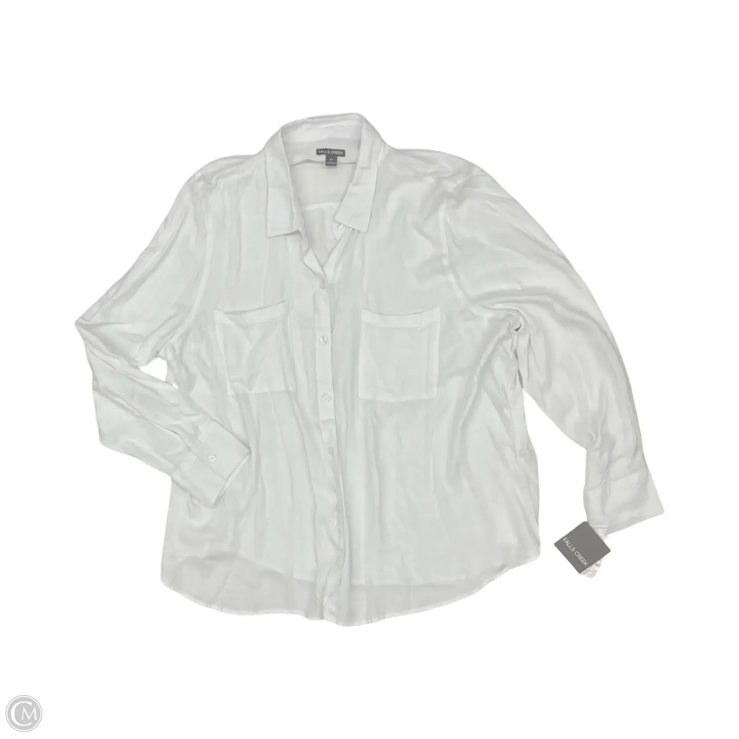 Blouse Long Sleeve By Falls Creek In White, Size: 2x