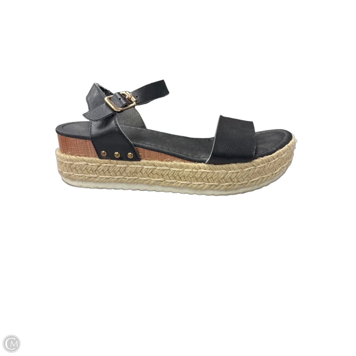 Sandals Heels Wedge By Clothes Mentor In Black, Size: 7
