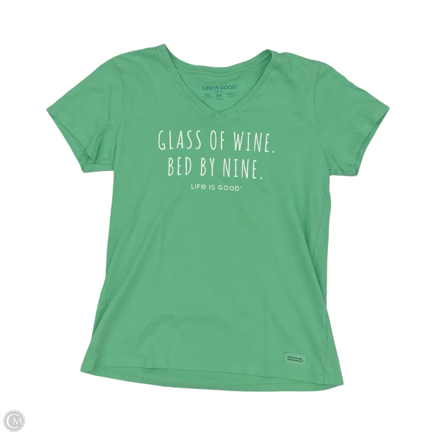 Top Short Sleeve By Life Is Good In Green, Size: M