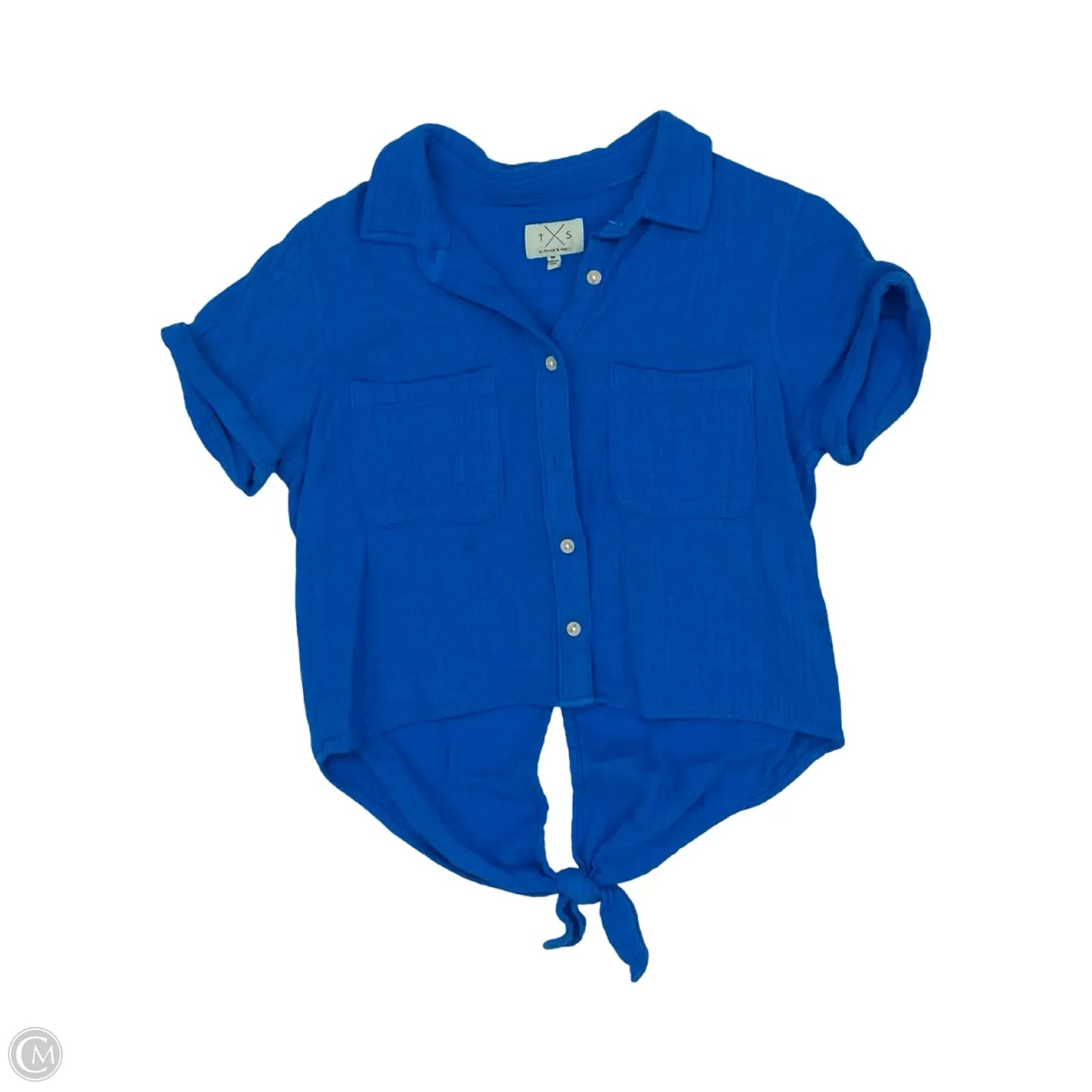 Blouse Short Sleeve By Thread And Supply In Blue, Size: M