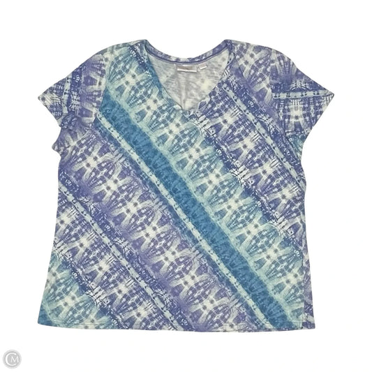 Top Short Sleeve By Belle By Kim Gravel In Blue & Purple, Size: Xl