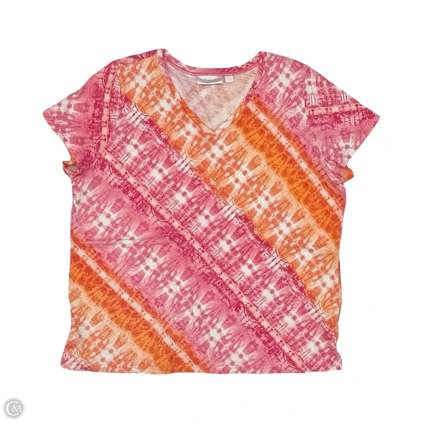 Top Short Sleeve By Belle By Kim Gravel In Orange & Pink, Size: Xl