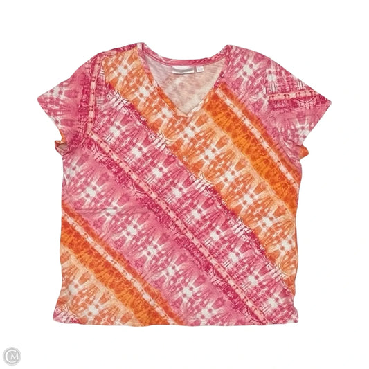 Top Short Sleeve By Belle By Kim Gravel In Orange & Pink, Size: Xl