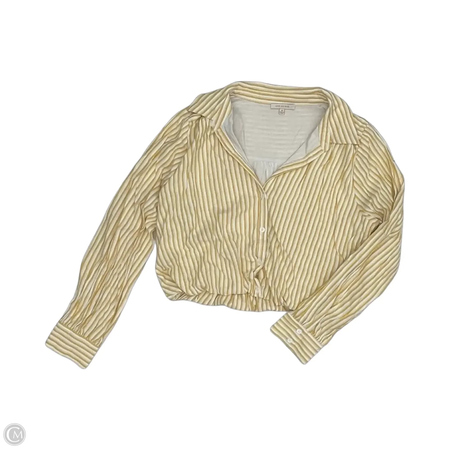 Blouse Long Sleeve By Skies Are Blue In Yellow, Size: M