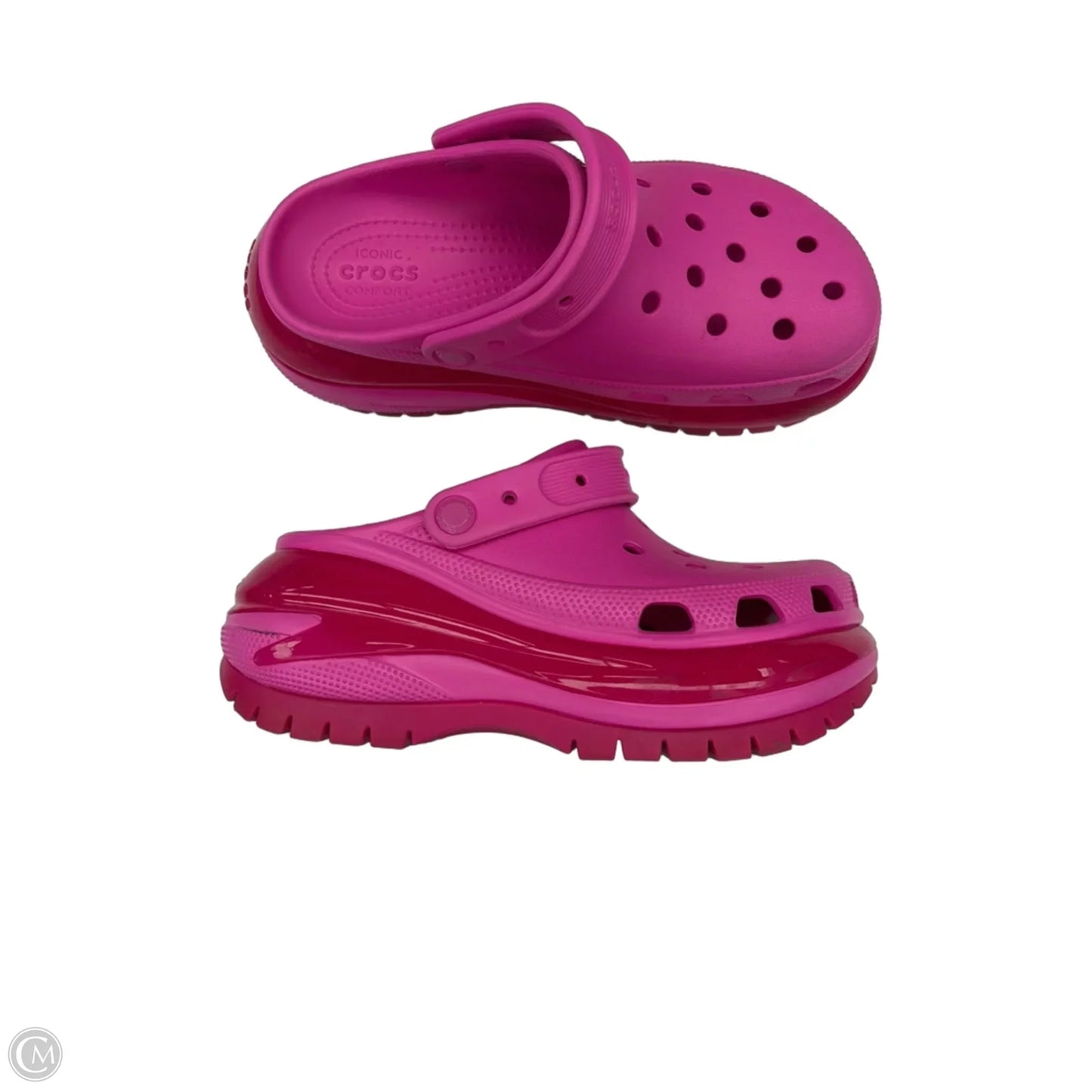 Sandals Heels Platform By Crocs In Pink, Size: 8