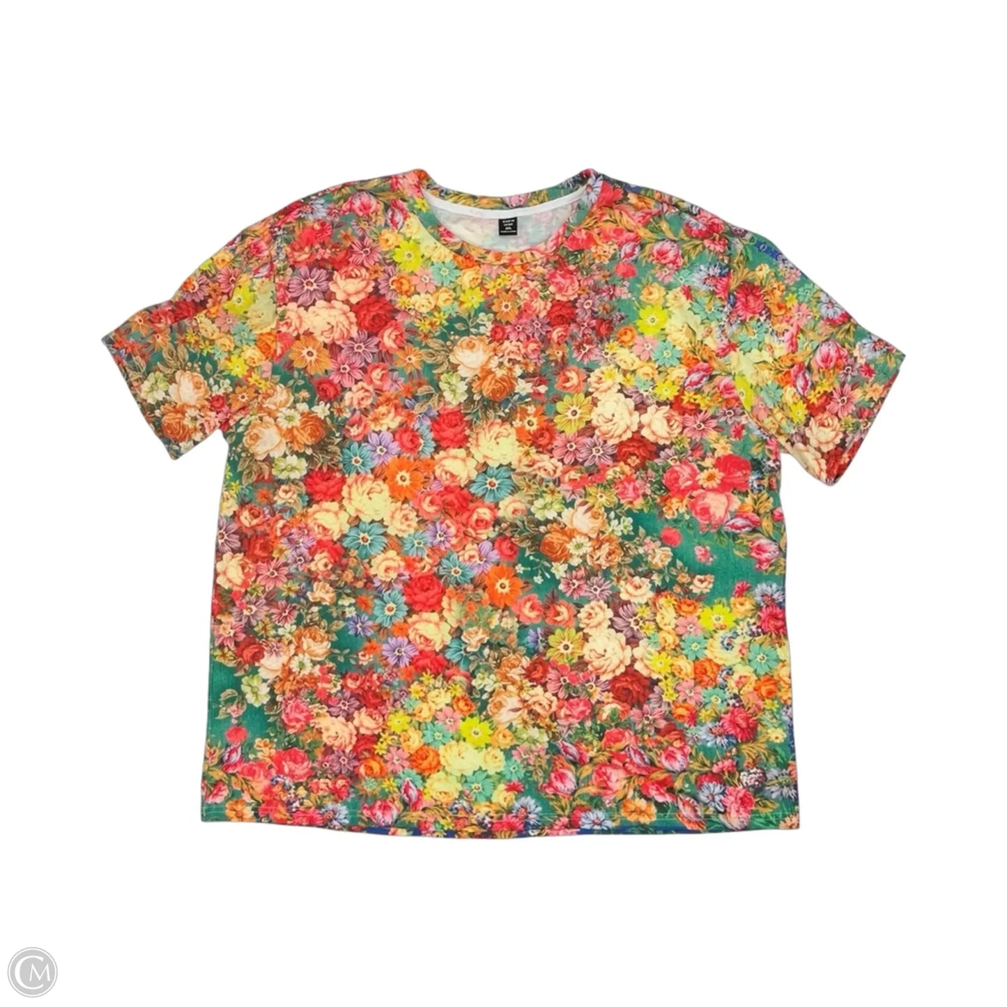 Top Short Sleeve By Shein In Floral Print, Size: 2x