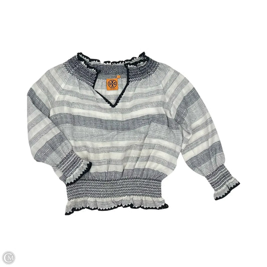 Blouse Designer By Tory Burch In Blue & White, Size: Xs