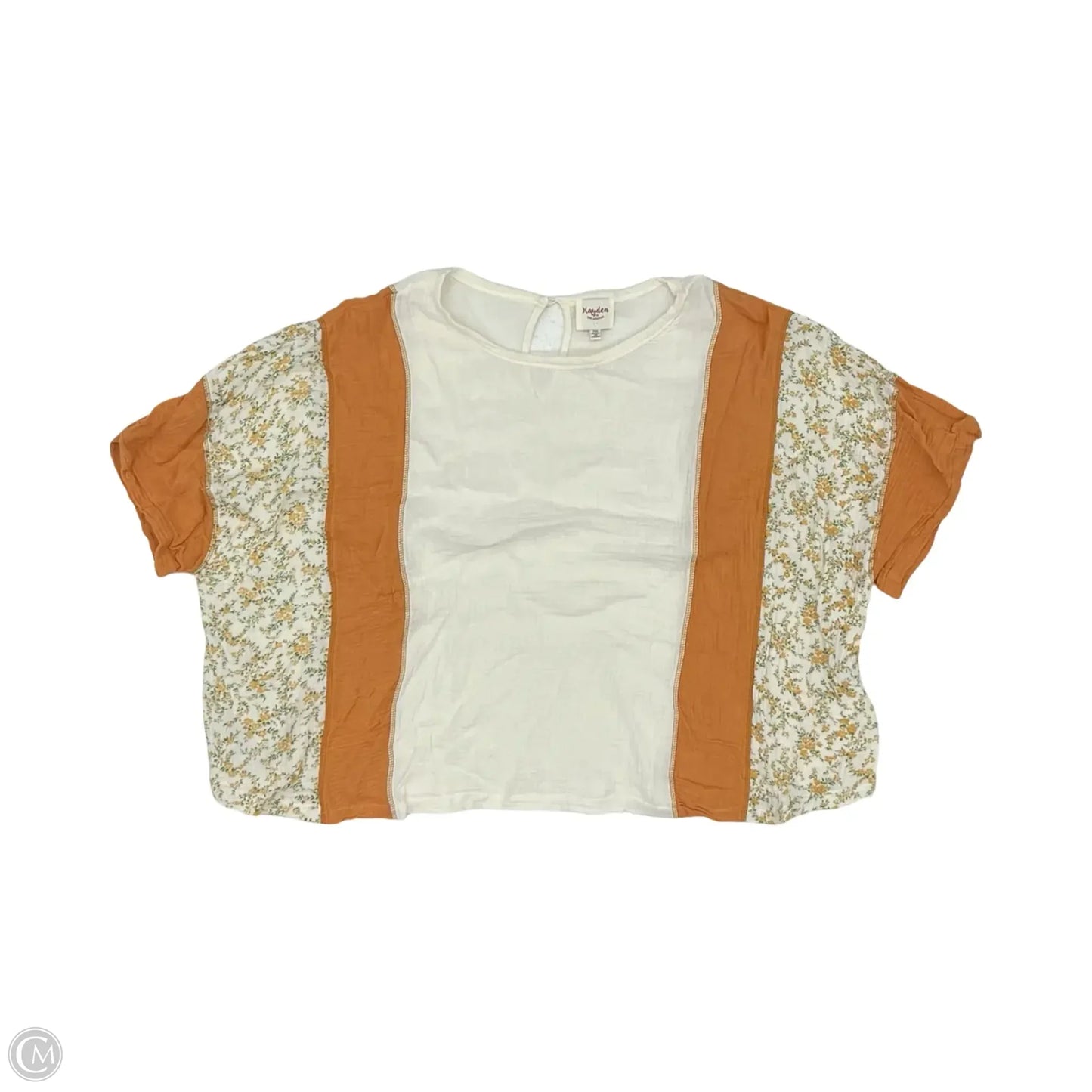 Blouse Short Sleeve By Hayden La In Cream & Orange, Size: 2x