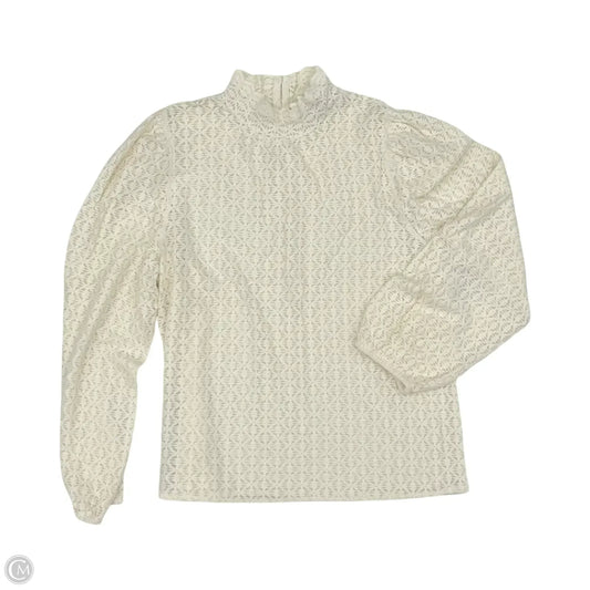 Blouse Long Sleeve By Loft In Cream, Size: L