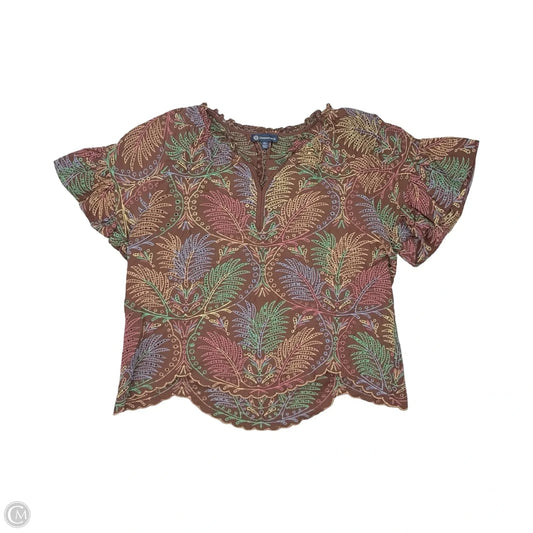 Blouse Short Sleeve By Democracy In Brown, Size: Xl