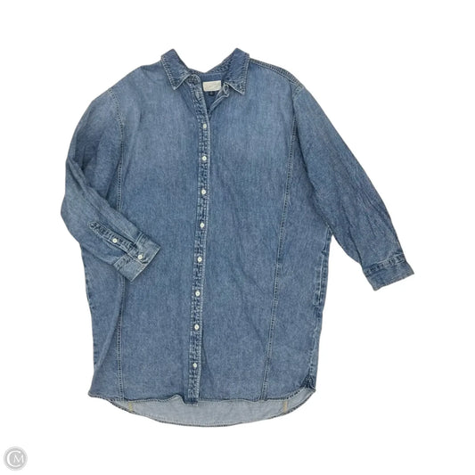 Blouse Long Sleeve By Zenana In Blue Denim, Size: 3x