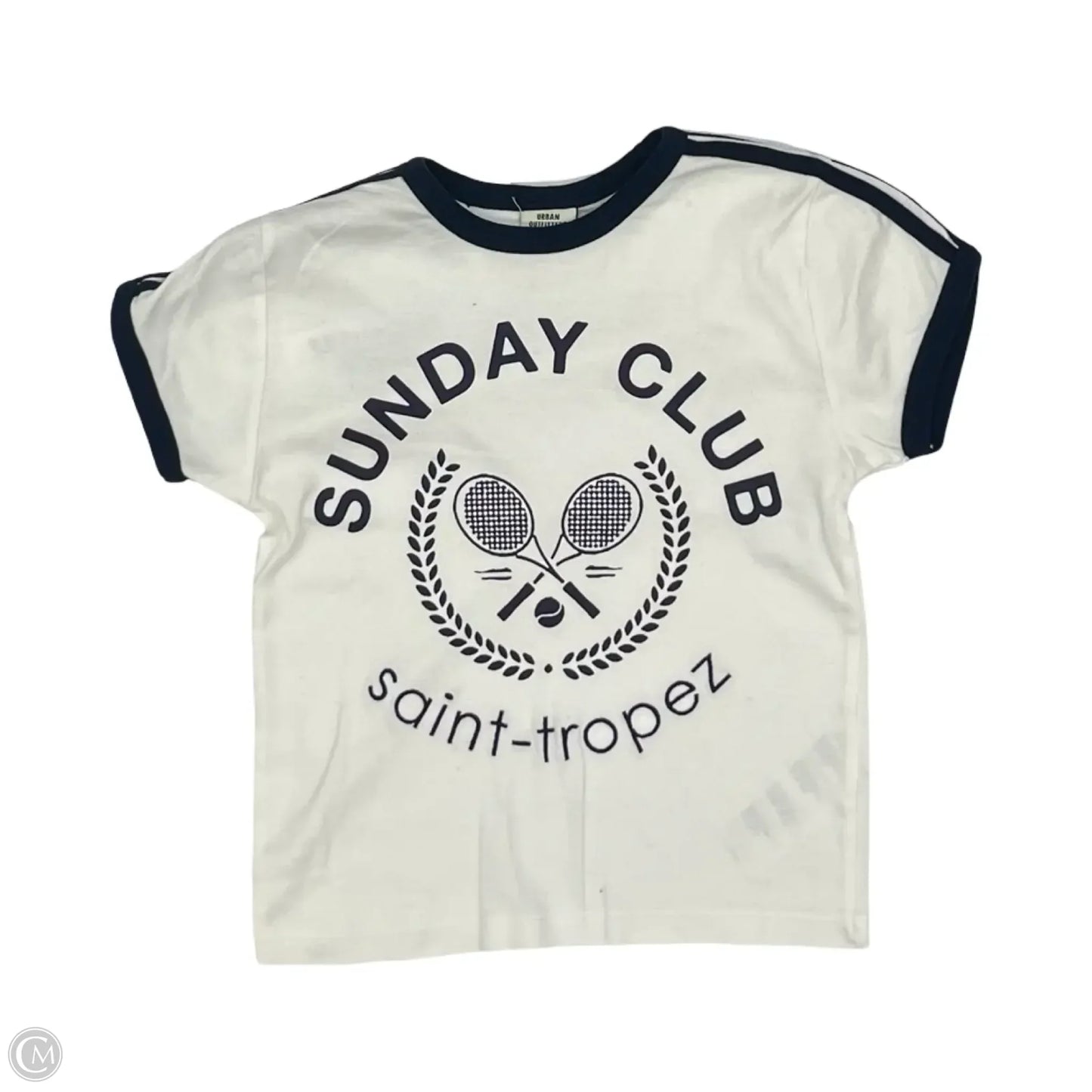 Top Short Sleeve By Urban Outfitters In Blue & White, Size: M