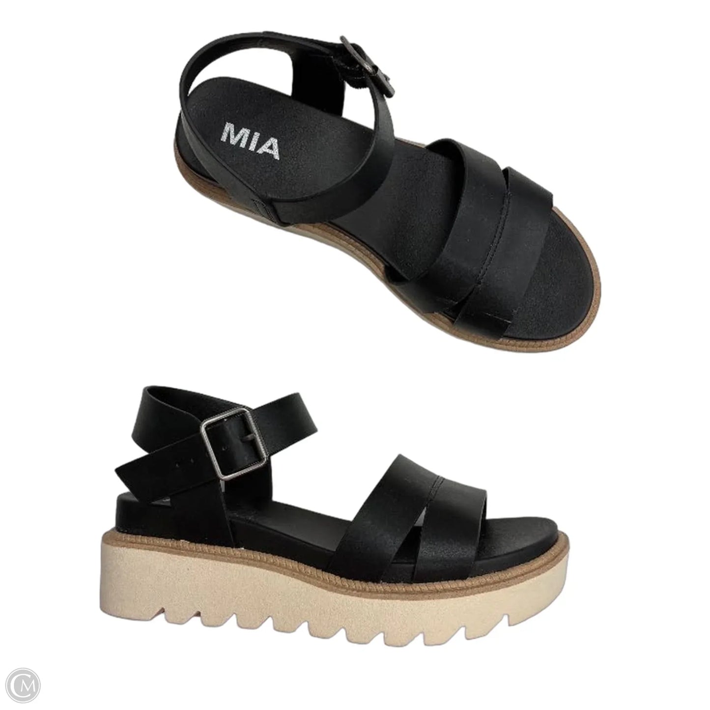 Sandals Heels Wedge By Mia In Black, Size: 7