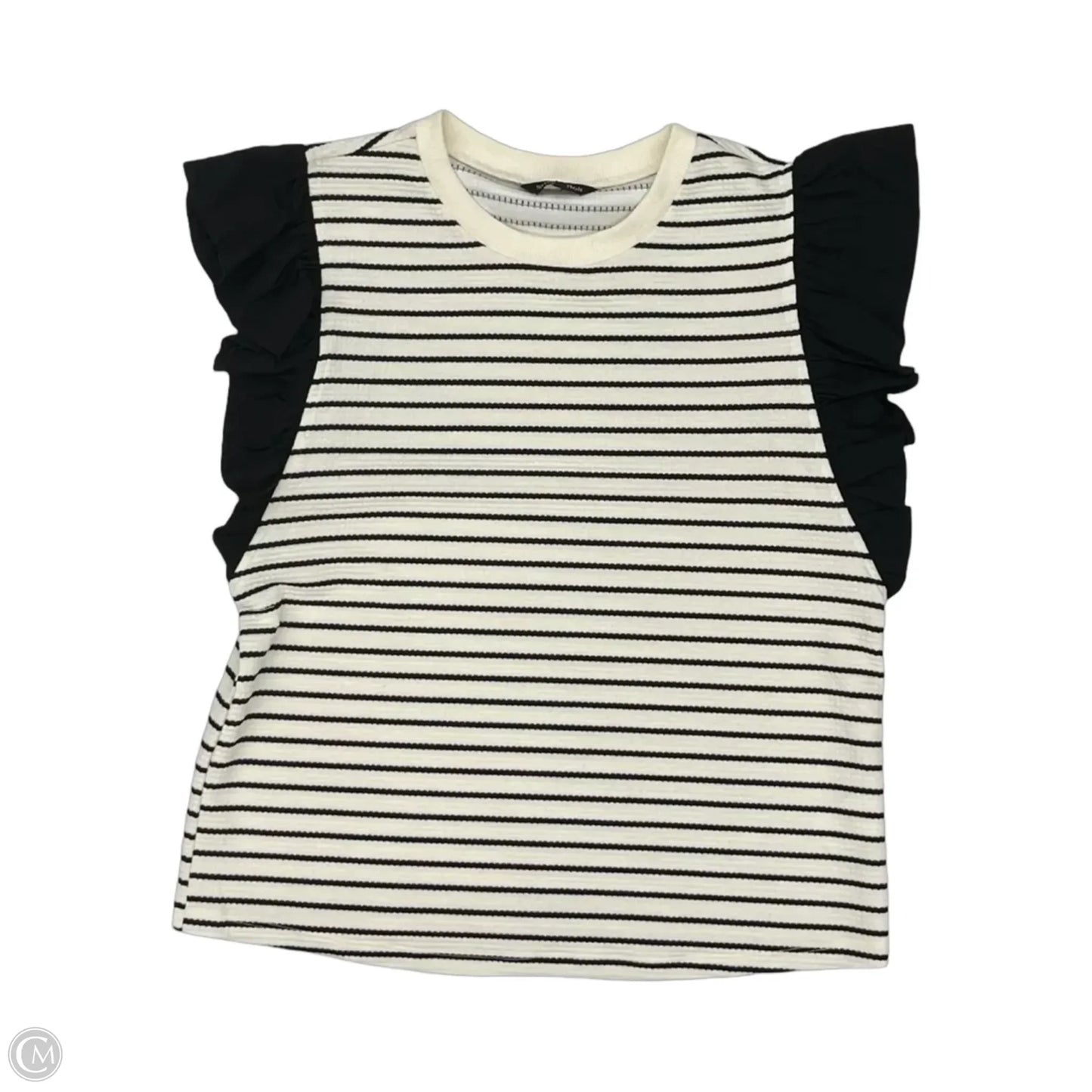 Blouse Short Sleeve By Strut & Bolt In Black & Cream, Size: L