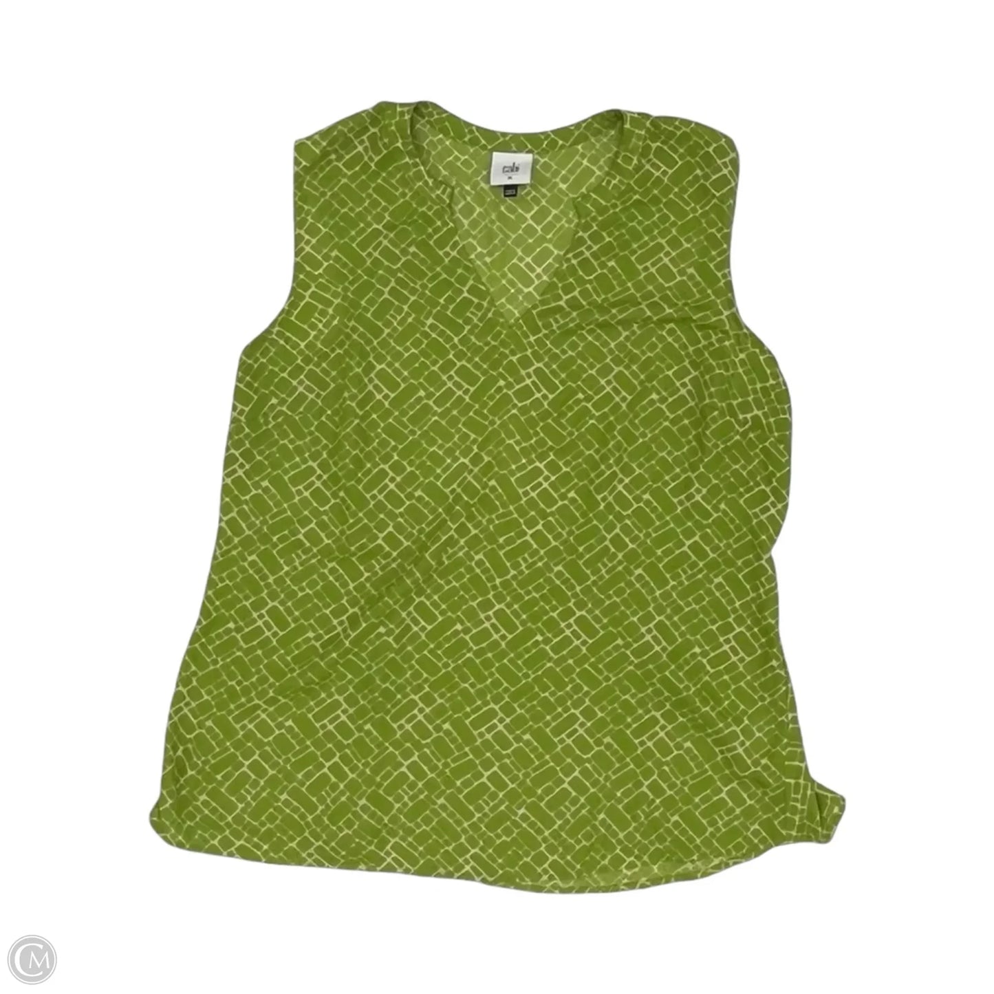 Blouse Sleeveless By Cabi In Cream & Green, Size: M