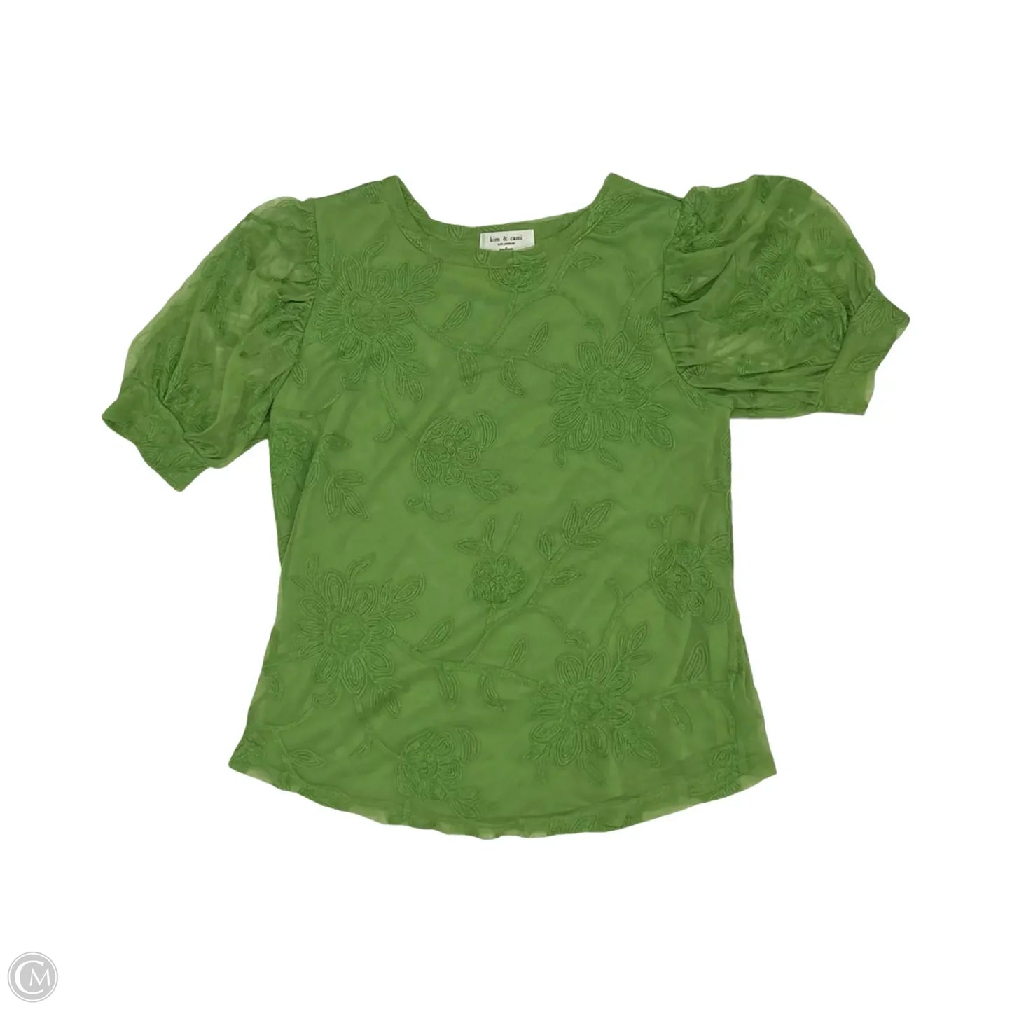Blouse Short Sleeve By Kim & Cami In Green, Size: M