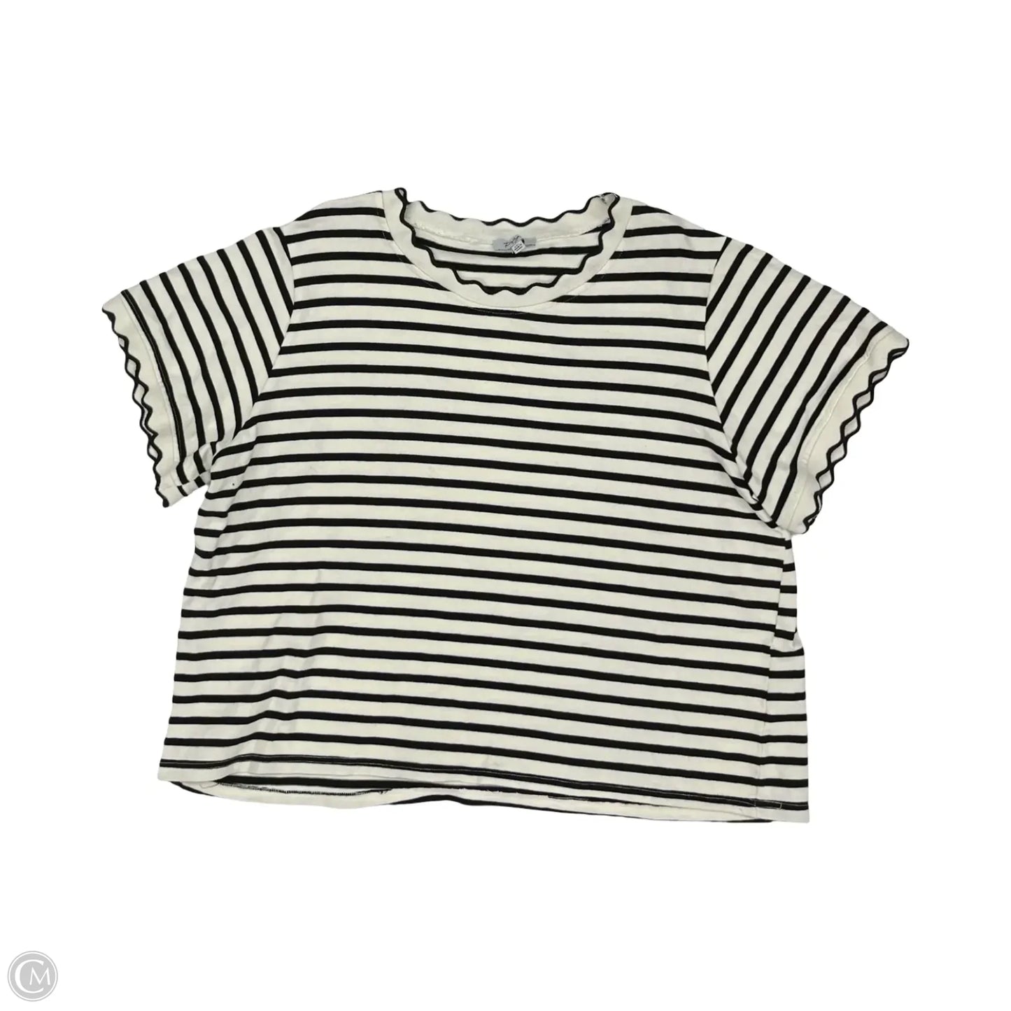 Top Short Sleeve By Polagram In Black & Cream, Size: 3x