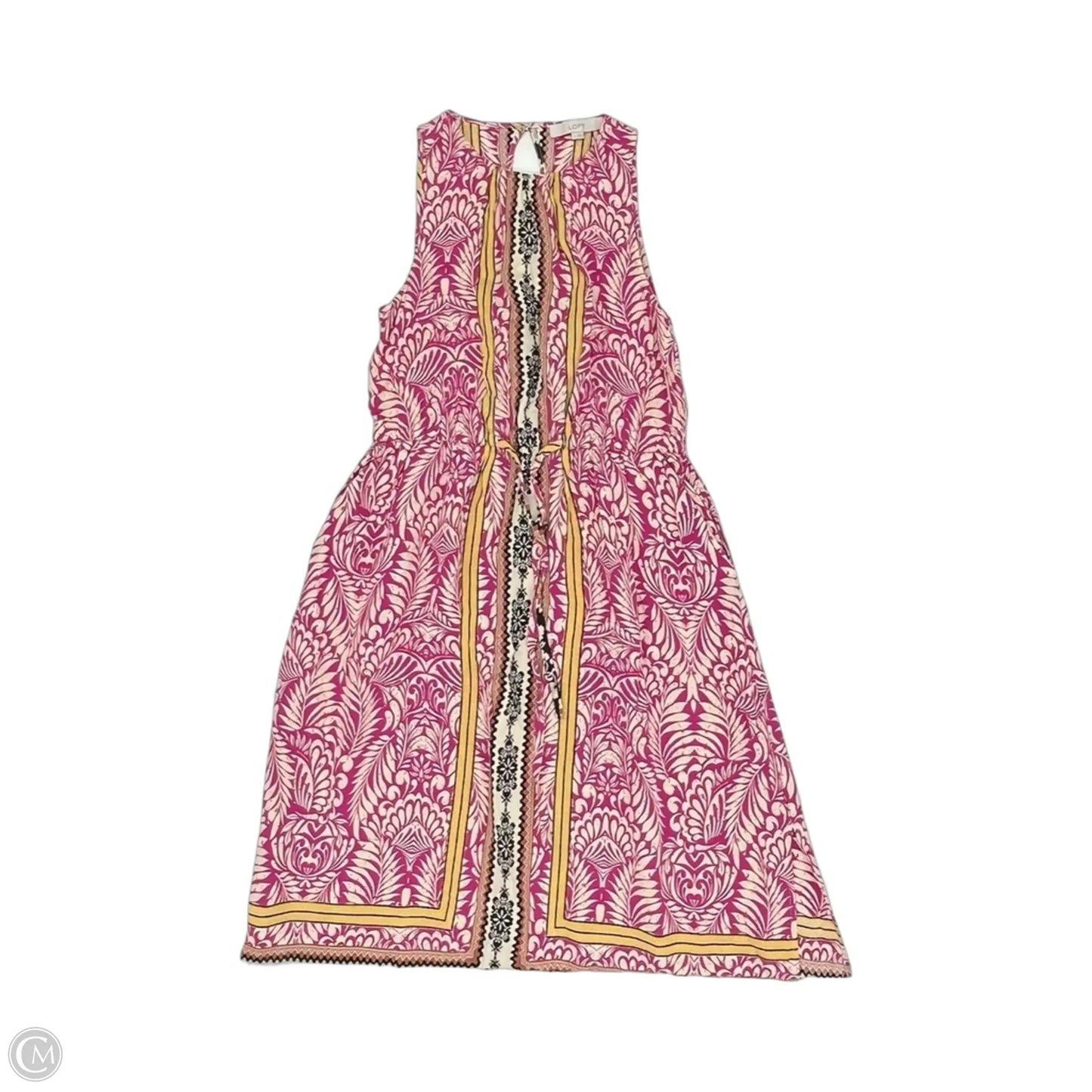 Dress Casual Midi By Loft In Cream & Pink, Size: M