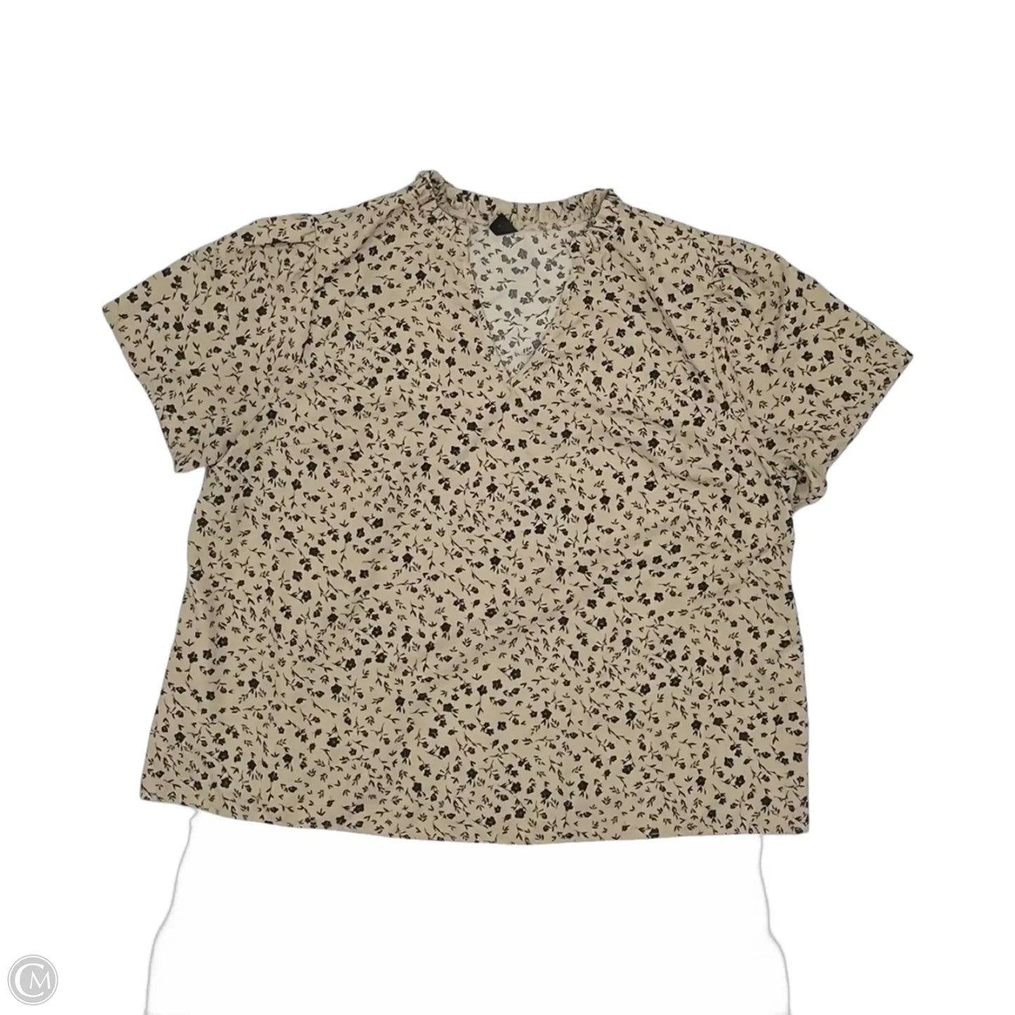 Blouse Short Sleeve By Emery Rose In Black & Tan, Size: 3x