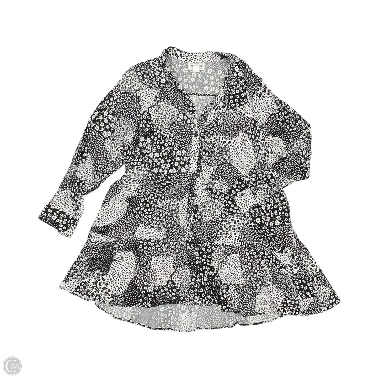 Tunic Long Sleeve By For The Republic In Black & White, Size: 2x