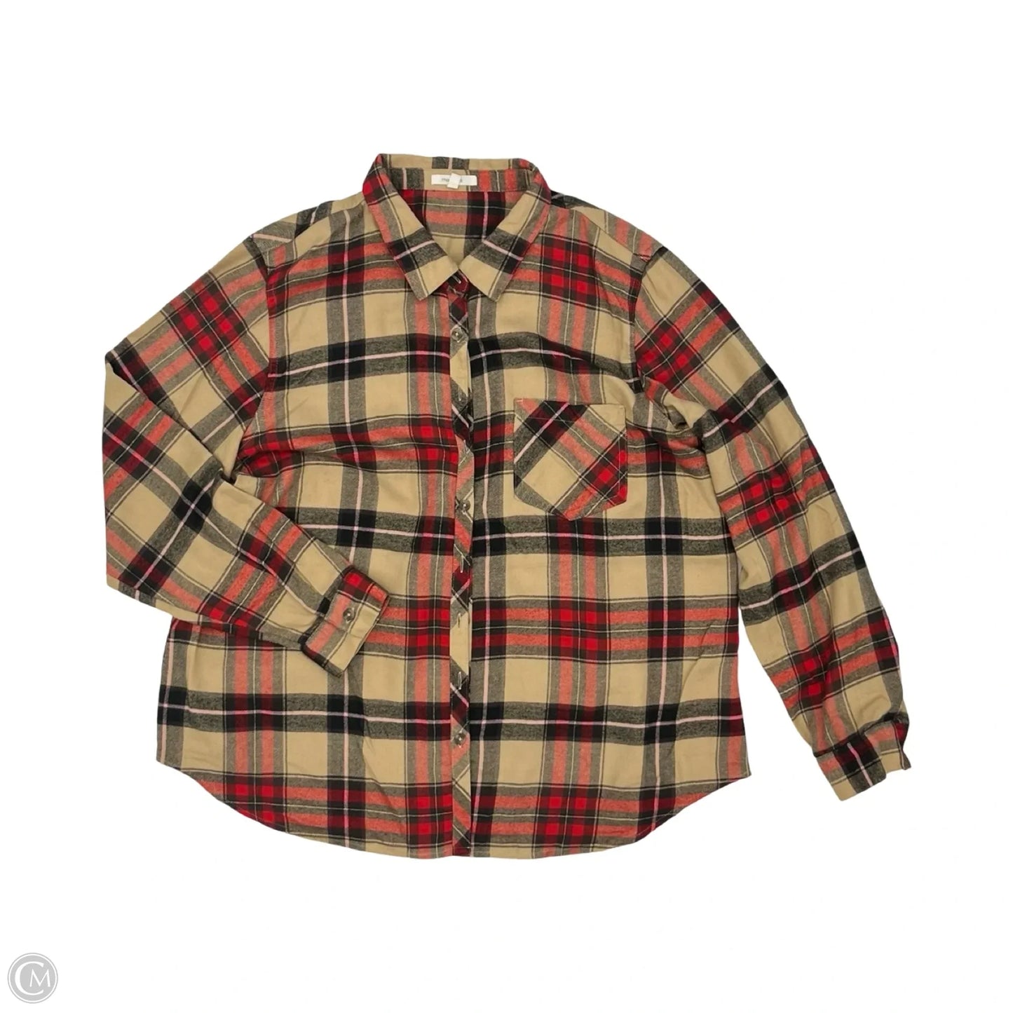 Top Long Sleeve By Maurices In Red & Tan, Size: Xxl
