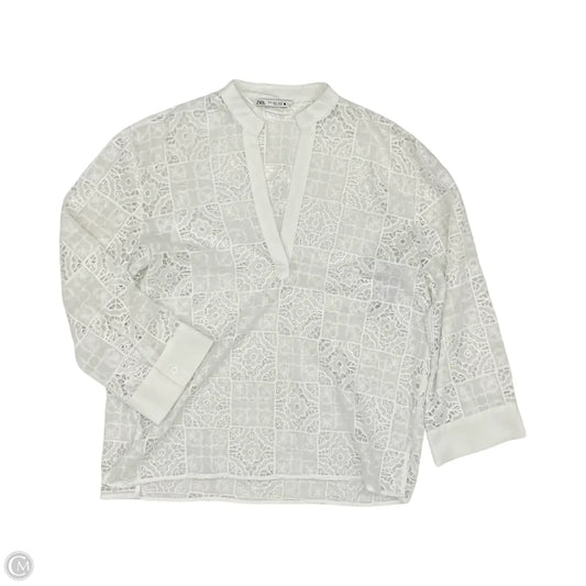 Blouse Long Sleeve By Zara In White, Size: M