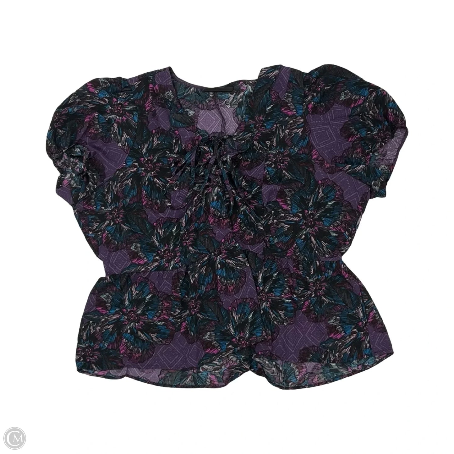 Blouse Short Sleeve By Lane Bryant In Black & Purple, Size: 3x