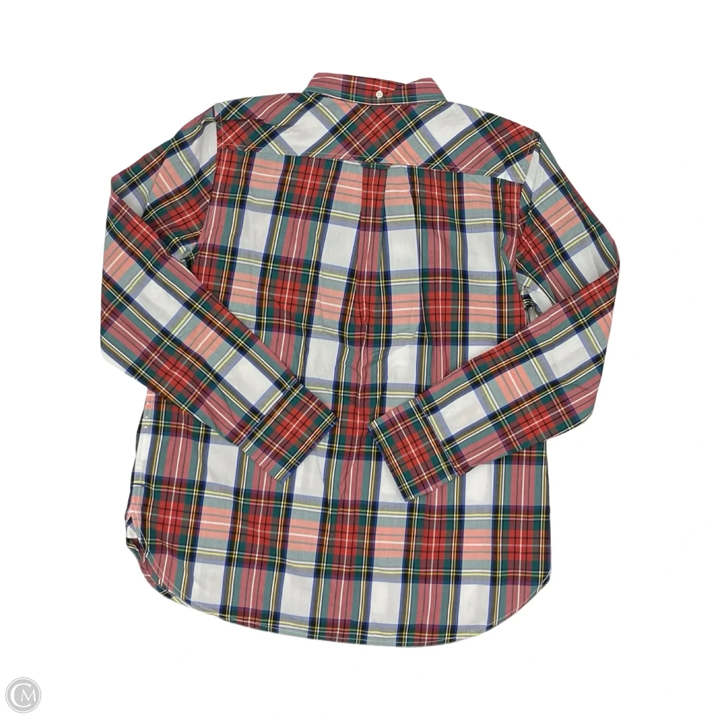 Blouse Long Sleeve By J. Crew In Plaid Pattern, Size: M