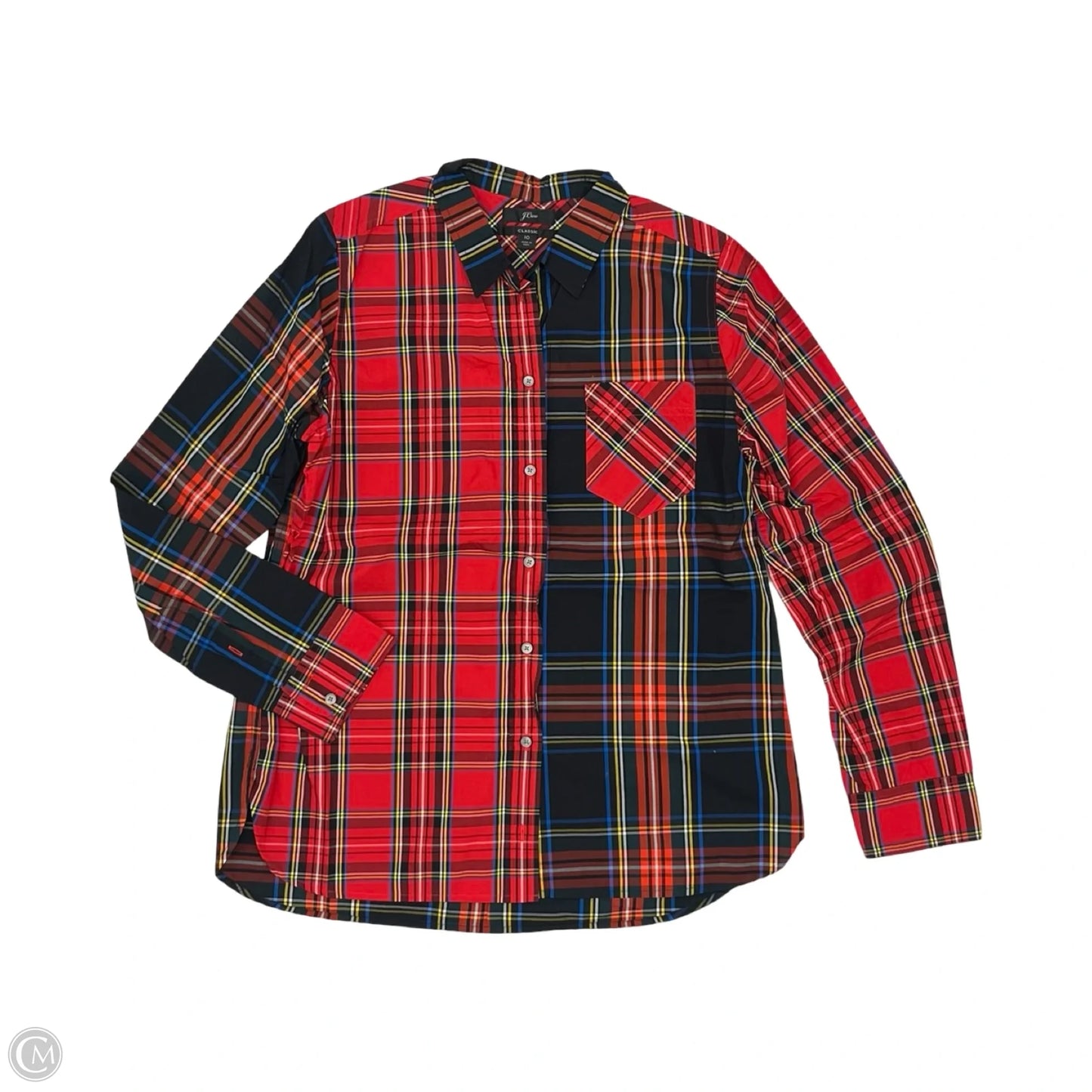 Blouse Long Sleeve By J. Crew In Black & Red, Size: M