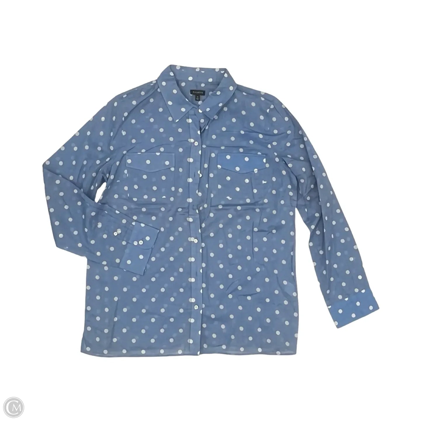 Blouse Long Sleeve By Talbots In Blue & White, Size: M