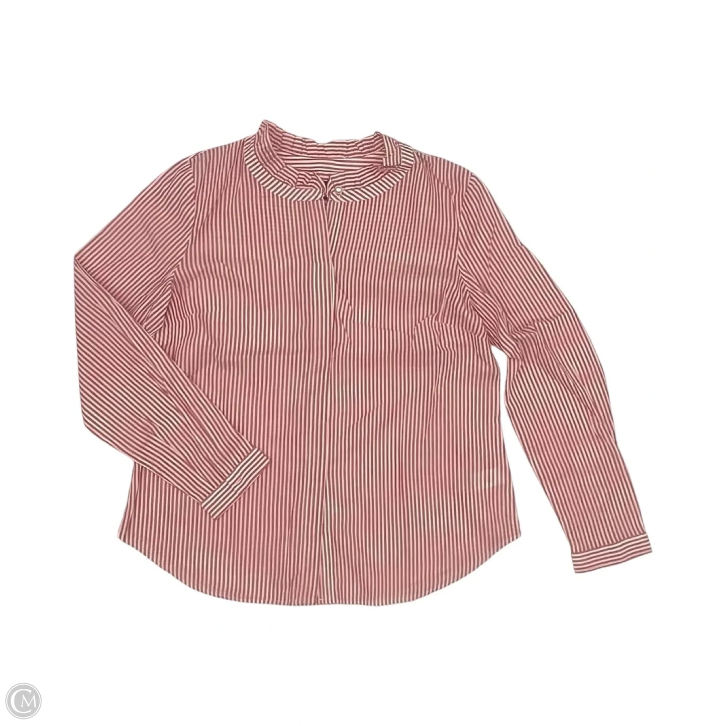 Blouse Long Sleeve By Talbots In Orange & White, Size: M