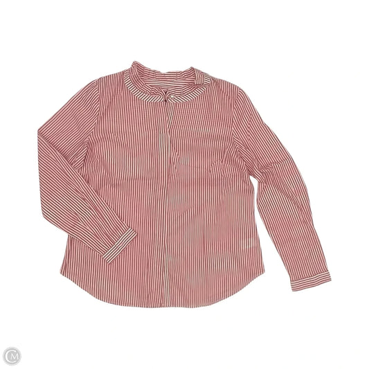 Blouse Long Sleeve By Talbots In Orange & White, Size: M