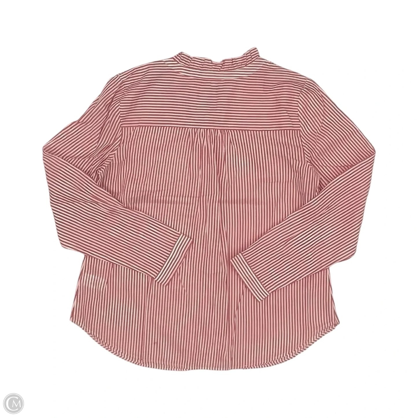 Blouse Long Sleeve By Talbots In Orange & White, Size: M