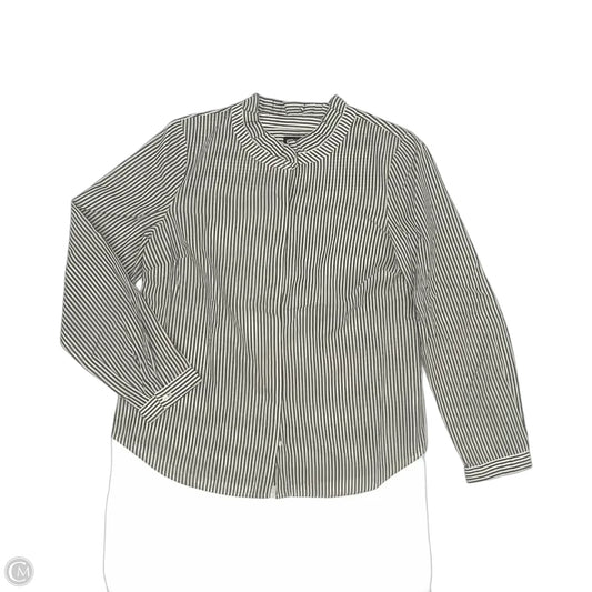 Blouse Long Sleeve By Talbots In Green & White, Size: M