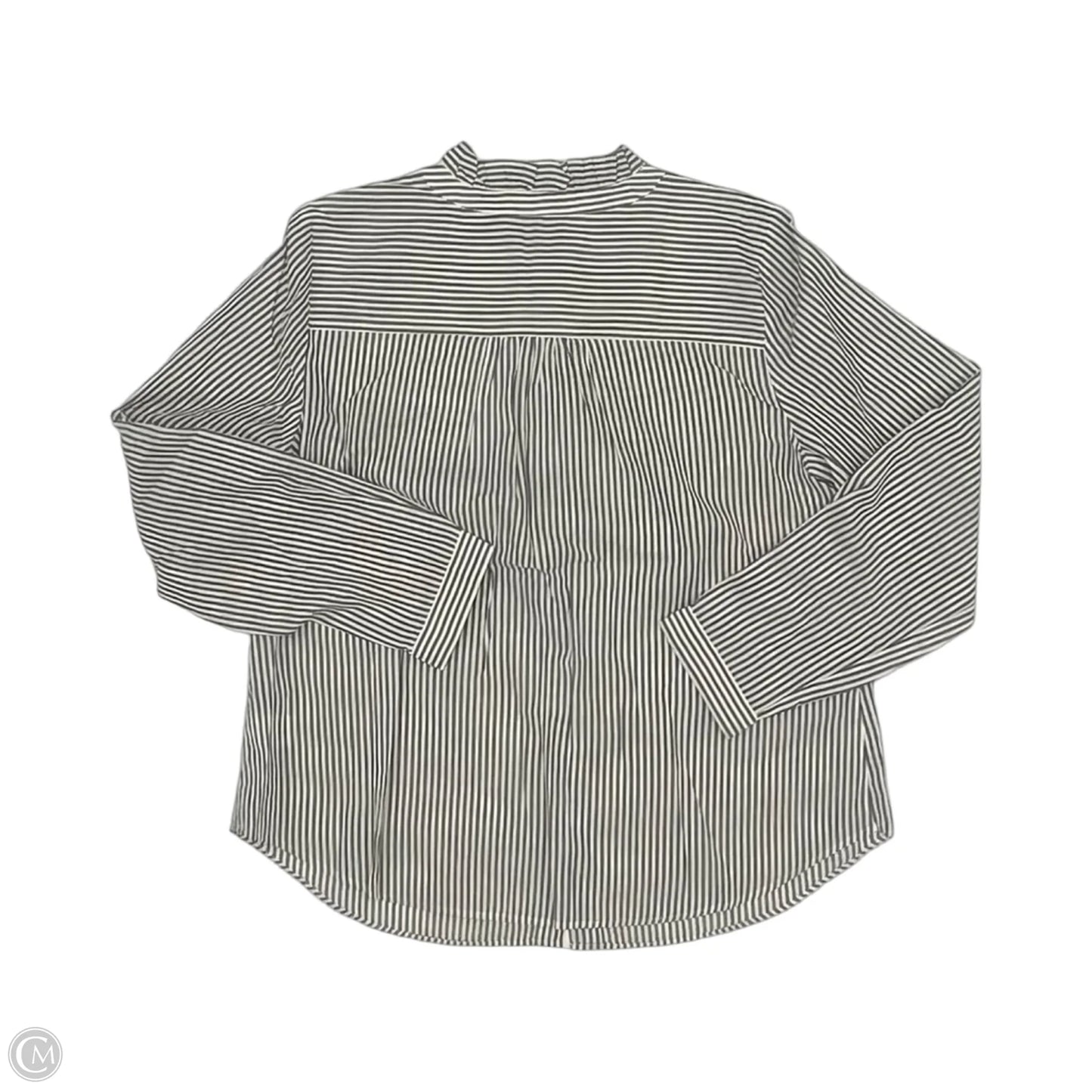 Blouse Long Sleeve By Talbots In Green & White, Size: M