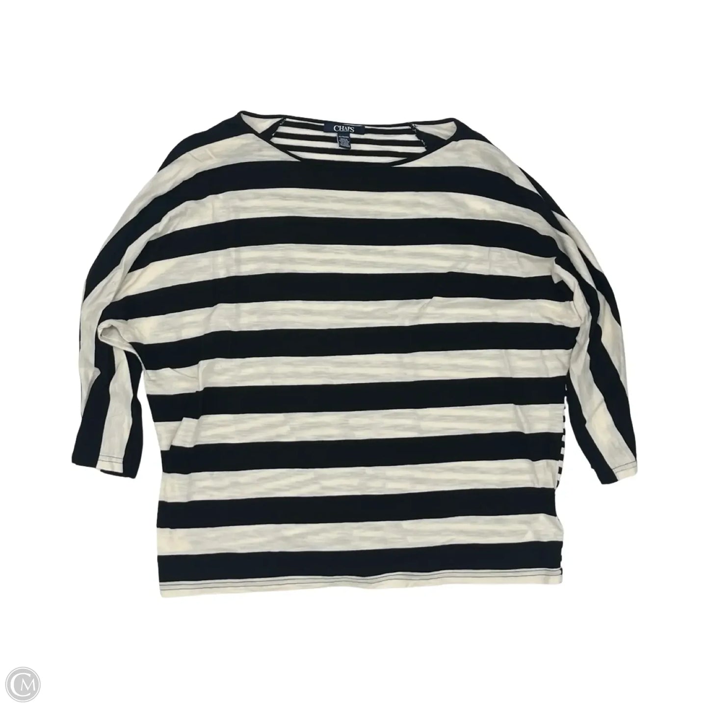 Top 3/4 Sleeve By Chaps In Black & Cream, Size: Xl