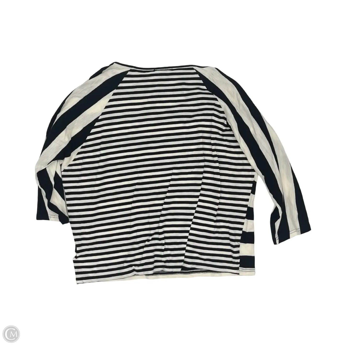 Top 3/4 Sleeve By Chaps In Black & Cream, Size: Xl