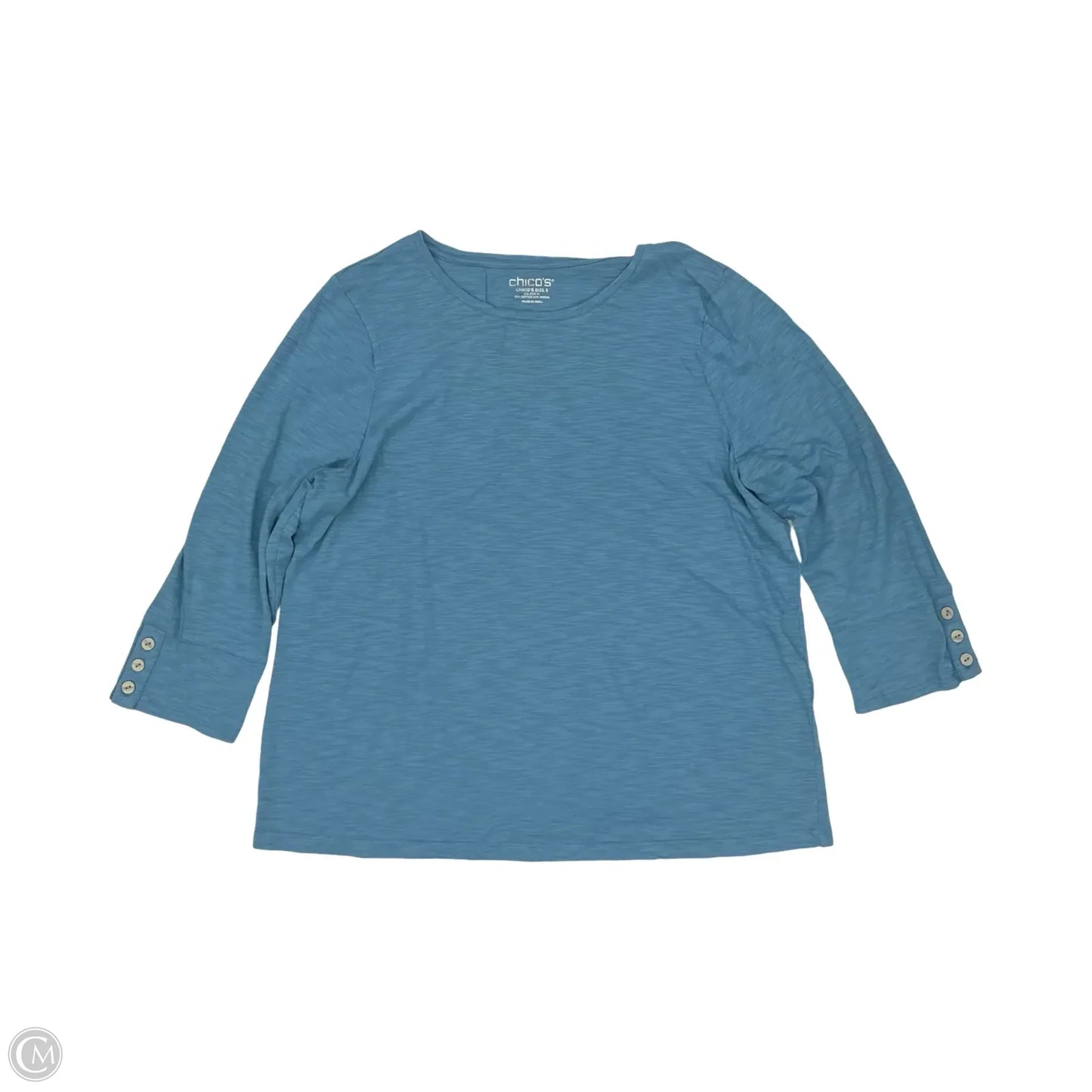 Top 3/4 Sleeve By Chicos In Blue, Size: Xl