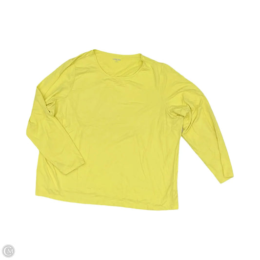 Athletic Top Long Sleeve Crewneck By Lands End In Yellow, Size: 3x