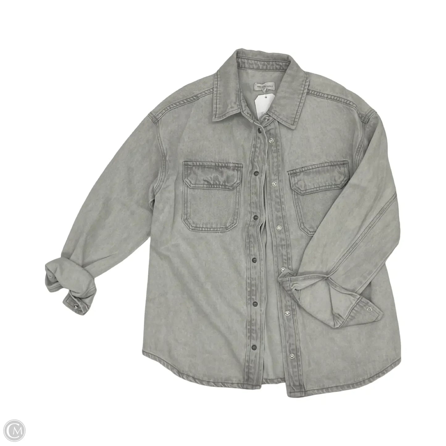 Jacket Denim By Thread And Supply In Grey Denim, Size: S