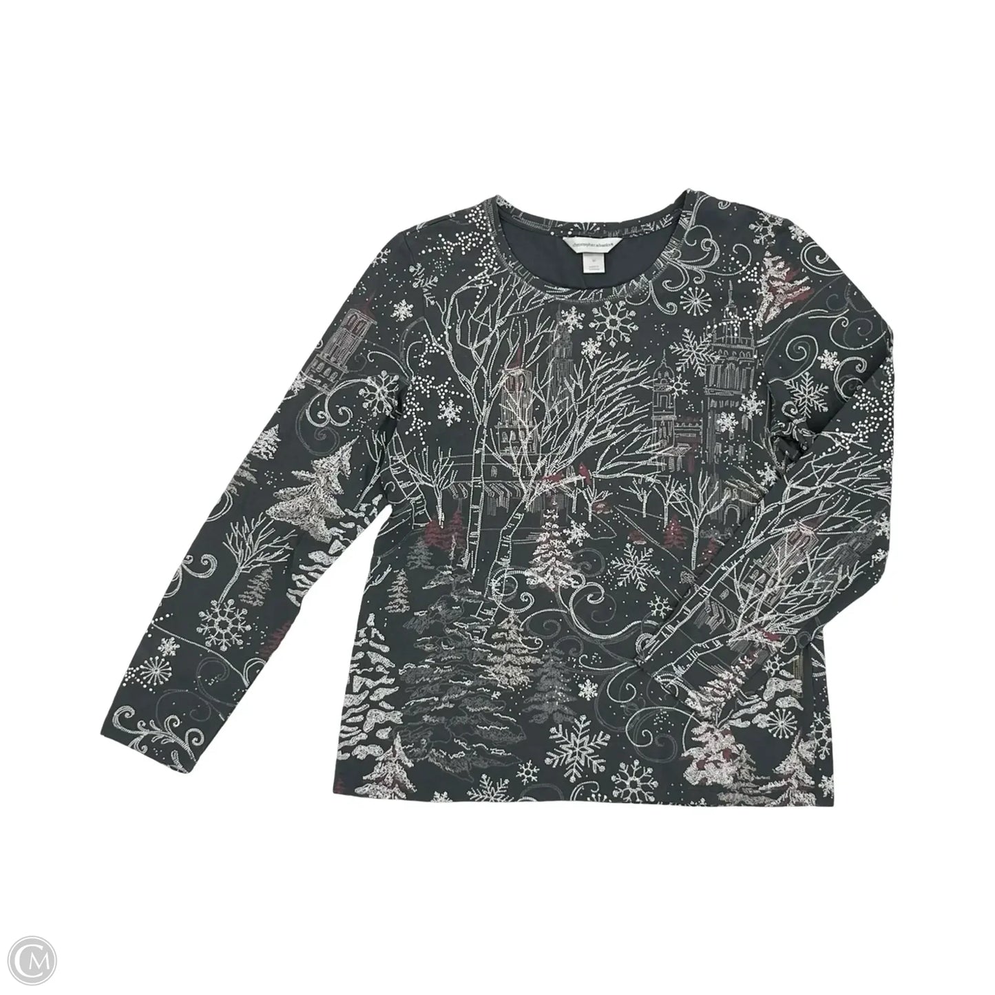 Top Long Sleeve By Christopher And Banks In Cream & Grey, Size: M