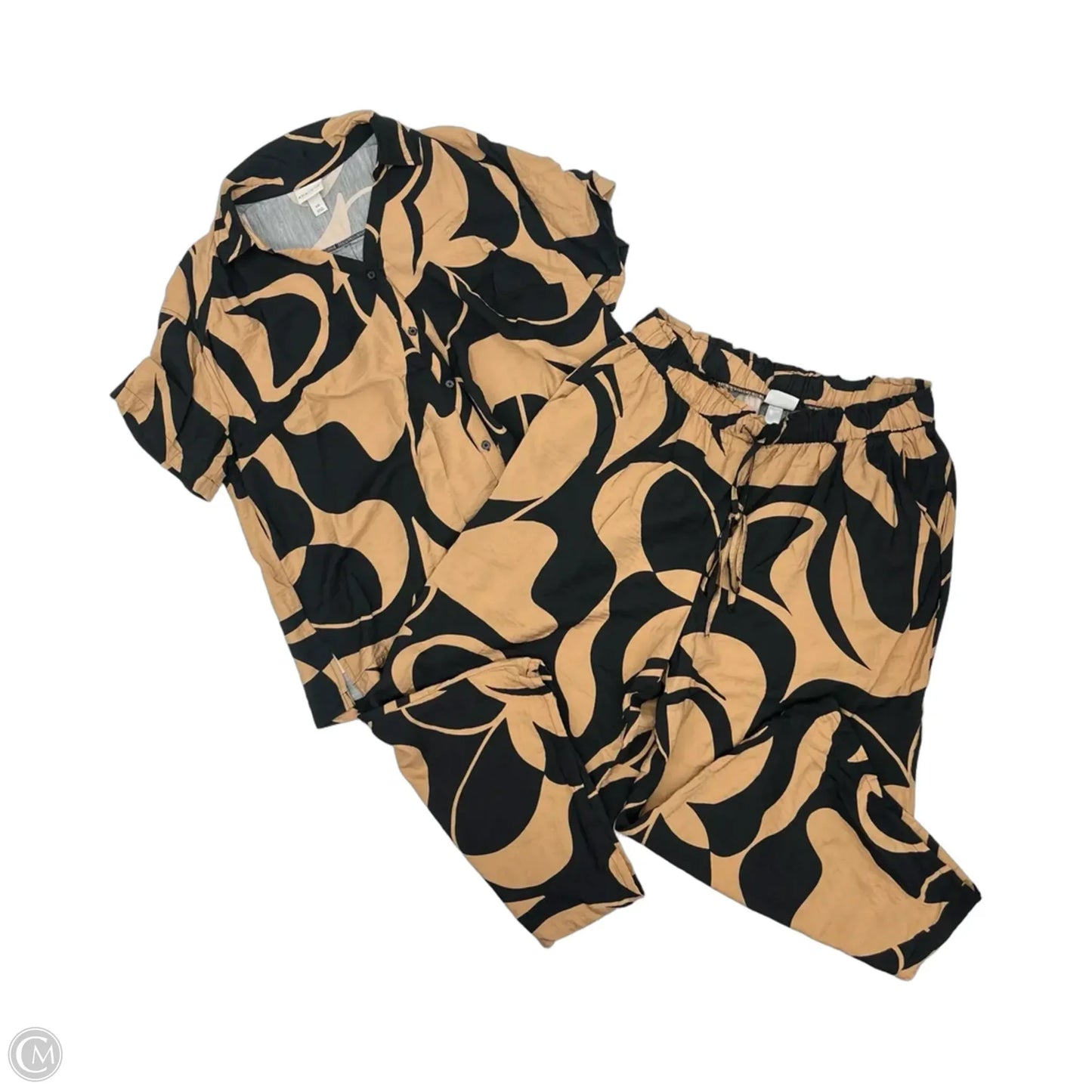 Pants Set 2pc By Ava & Viv In Black & Tan, Size: Xxl