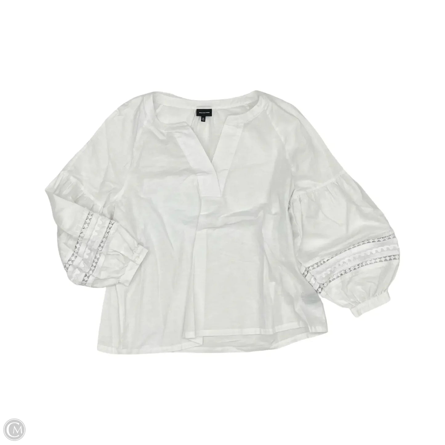Blouse Long Sleeve By Who What Wear In White, Size: Xl