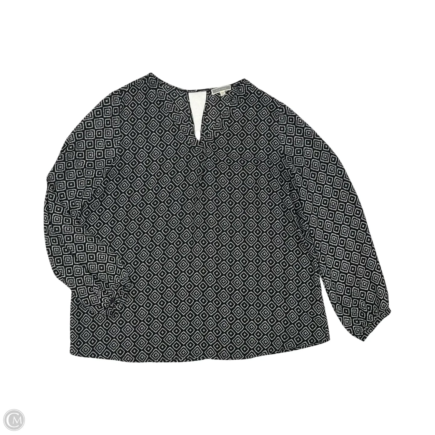 Blouse Long Sleeve By Pleione In Black & White, Size: Xl