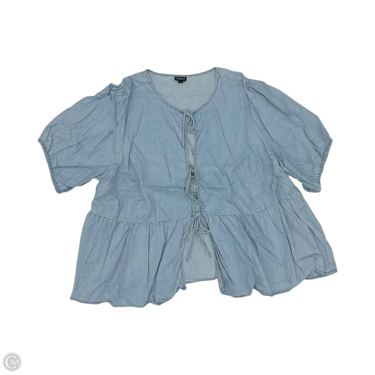 Blouse 3/4 Sleeve By She + Sky In Red & White, Size: L